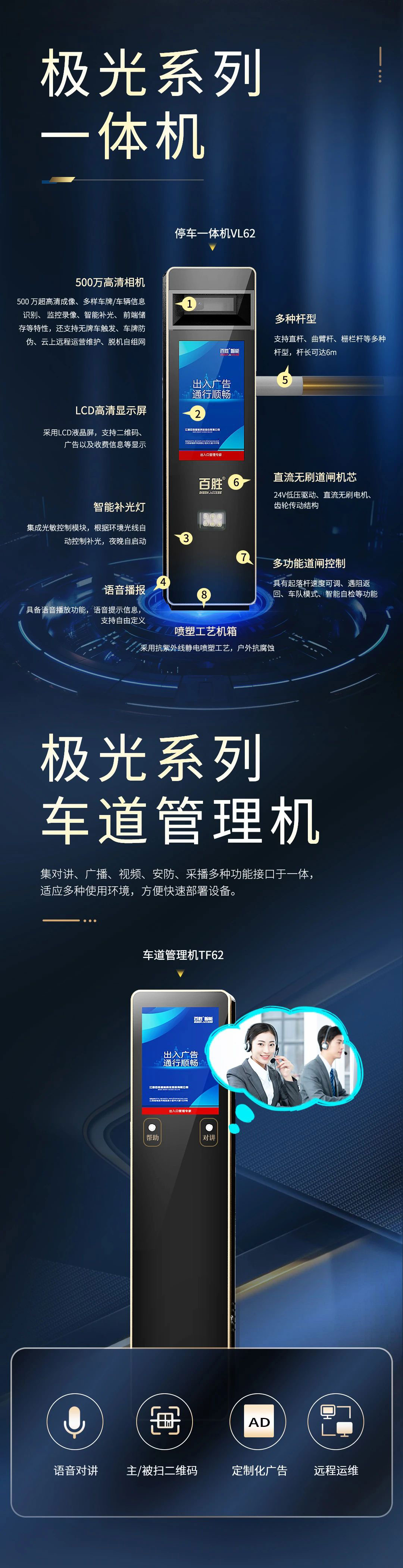 百勝極光停車(chē)設(shè)備｜500萬(wàn)高清識(shí)別+云坐席｜無(wú)人值守解決方案-百勝智能